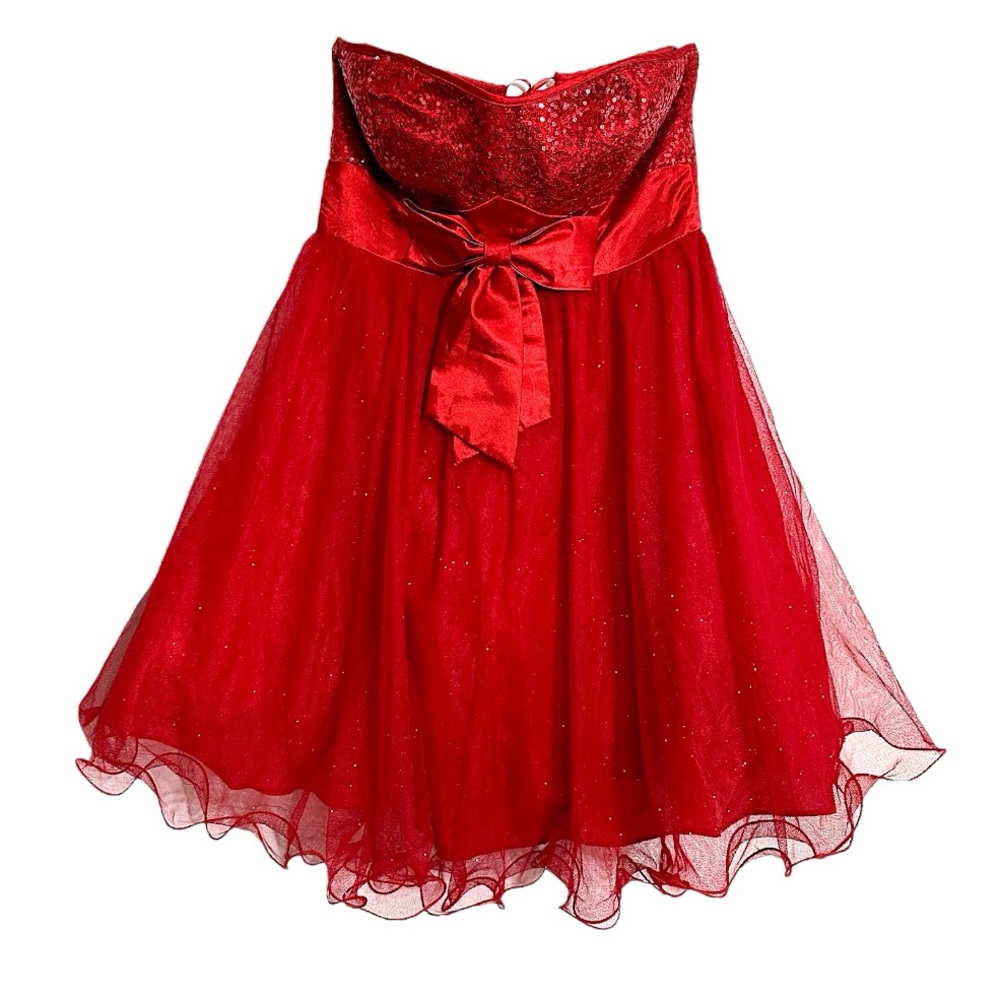 Deb Strapless Red Tulle Corset Dress Lace Up Party Prom Homecoming 11/12 Juniors